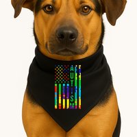 Colorful Autism Puzzle Flag USA-Made Doggie Bandana