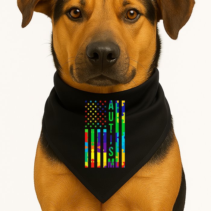 Colorful Autism Puzzle Flag USA-Made Doggie Bandana