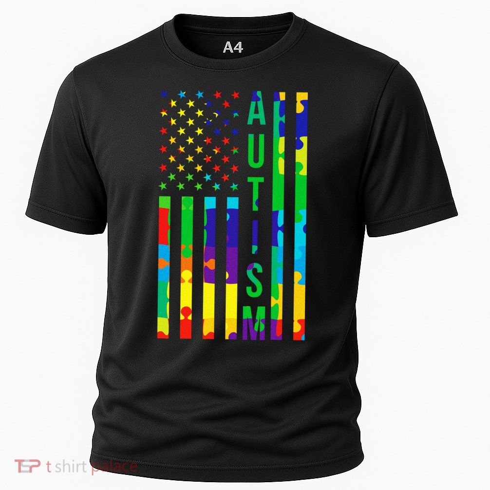 Colorful Autism Puzzle Flag Cooling Performance Crew T-Shirt