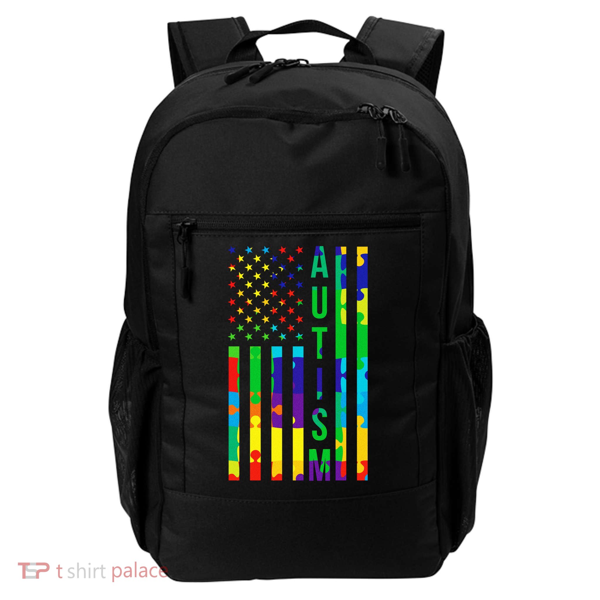 Colorful Autism Puzzle Flag Daily Commute Backpack