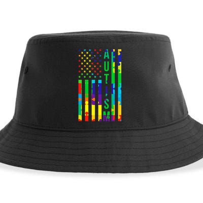 Colorful Autism Puzzle Flag Sustainable Bucket Hat