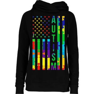 Colorful Autism Puzzle Flag Womens Funnel Neck Pullover Hood