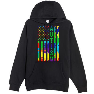 Colorful Autism Puzzle Flag Premium Pullover Hoodie