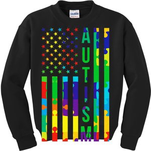 Colorful Autism Puzzle Flag Kids Sweatshirt