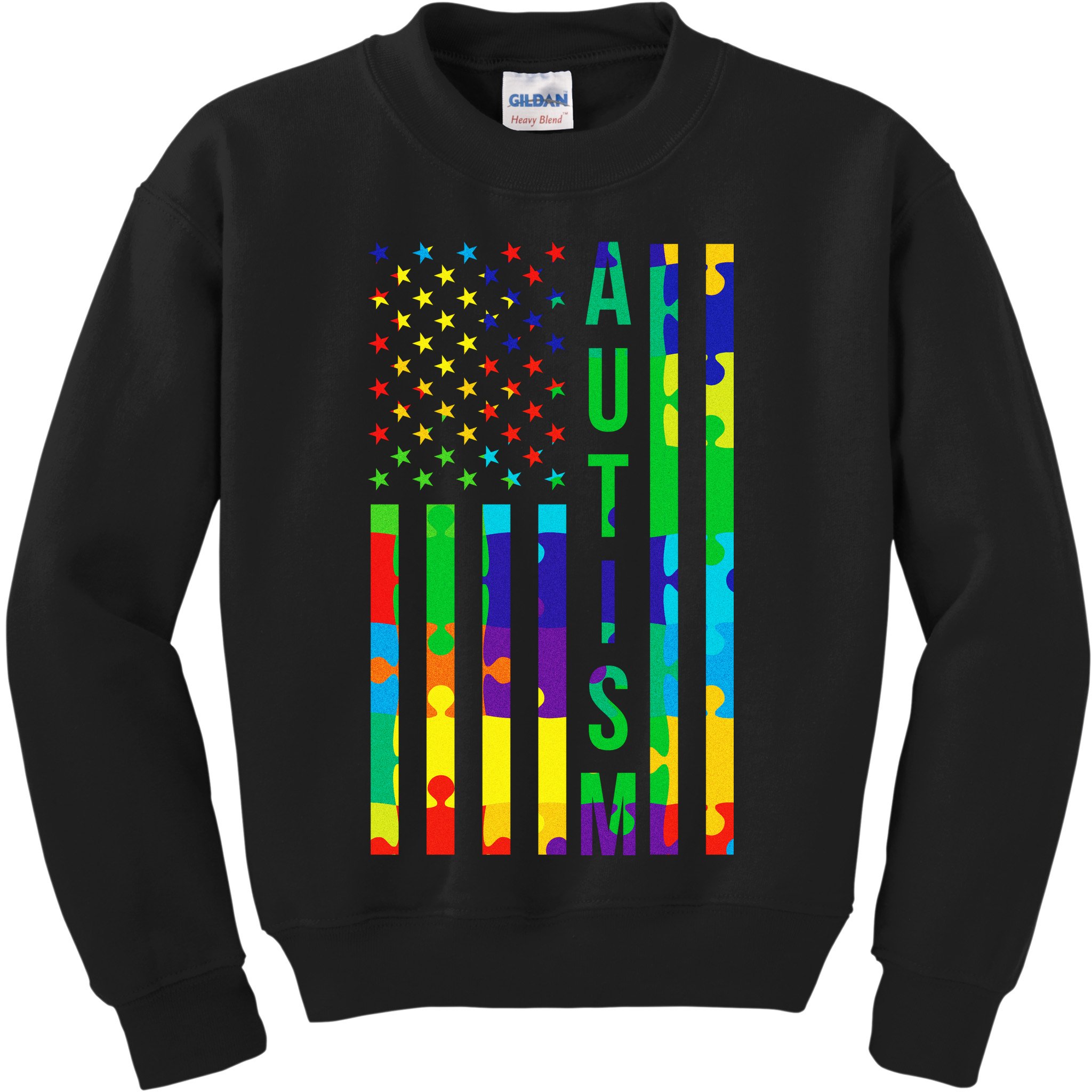 Colorful Autism Puzzle Flag Kids Sweatshirt