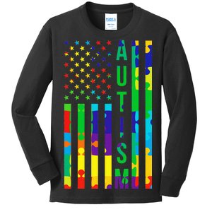 Colorful Autism Puzzle Flag Kids Long Sleeve Shirt