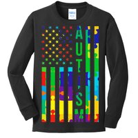 Colorful Autism Puzzle Flag Kids Long Sleeve Shirt