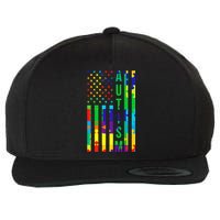 Colorful Autism Puzzle Flag Wool Snapback Cap