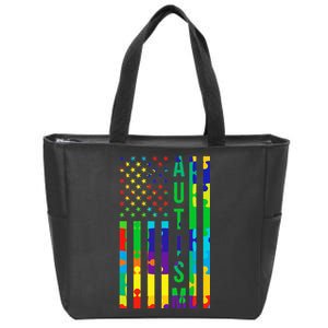 Colorful Autism Puzzle Flag Zip Tote Bag