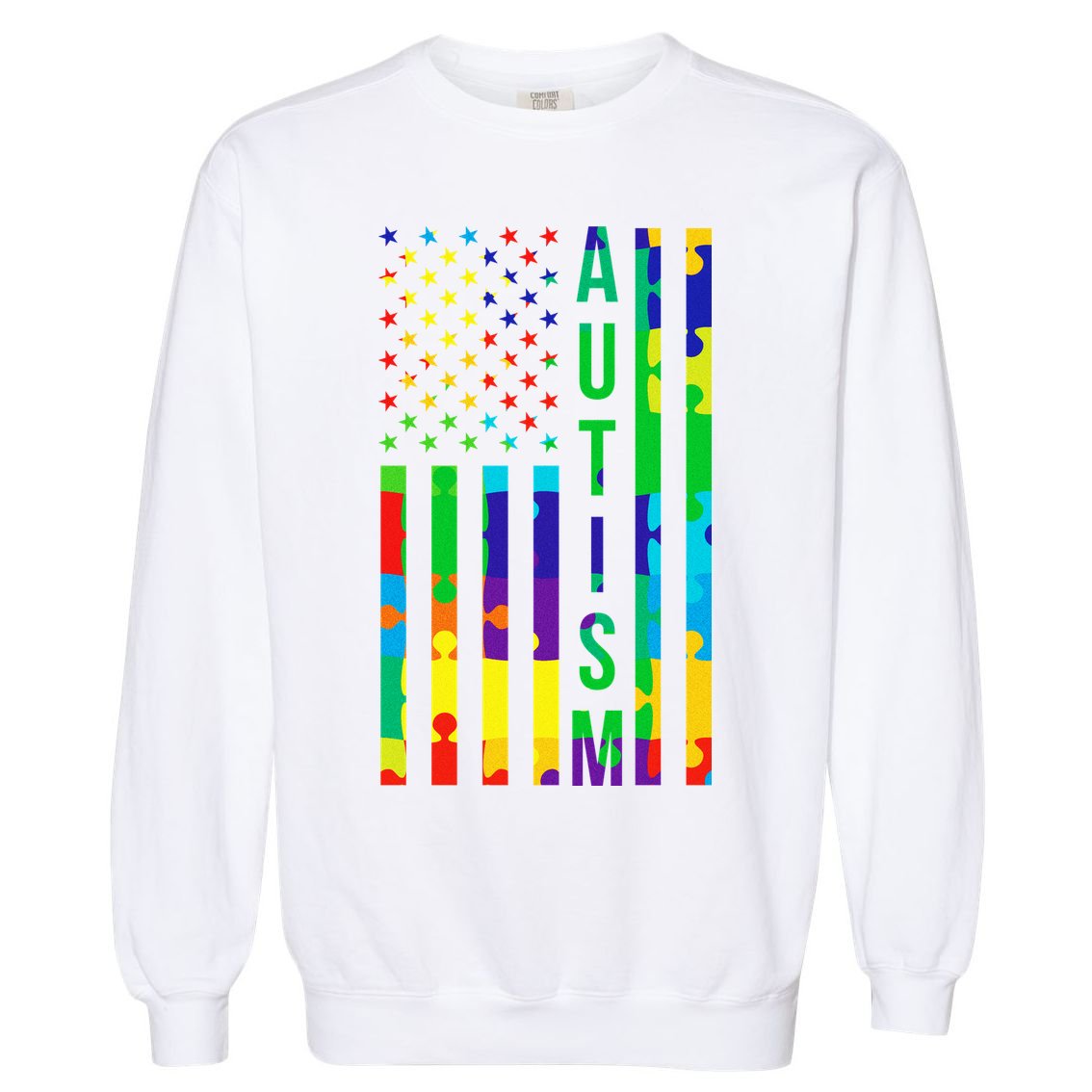 Colorful Autism Puzzle Flag Garment-Dyed Sweatshirt