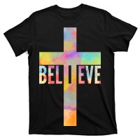 Colorful Believe Christian Cross T-Shirt