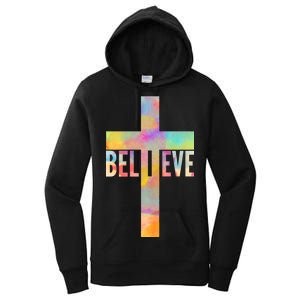 Colorful Believe Christian Cross Women's Pullover Hoodie