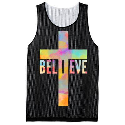 Colorful Believe Christian Cross Mesh Reversible Basketball Jersey Tank