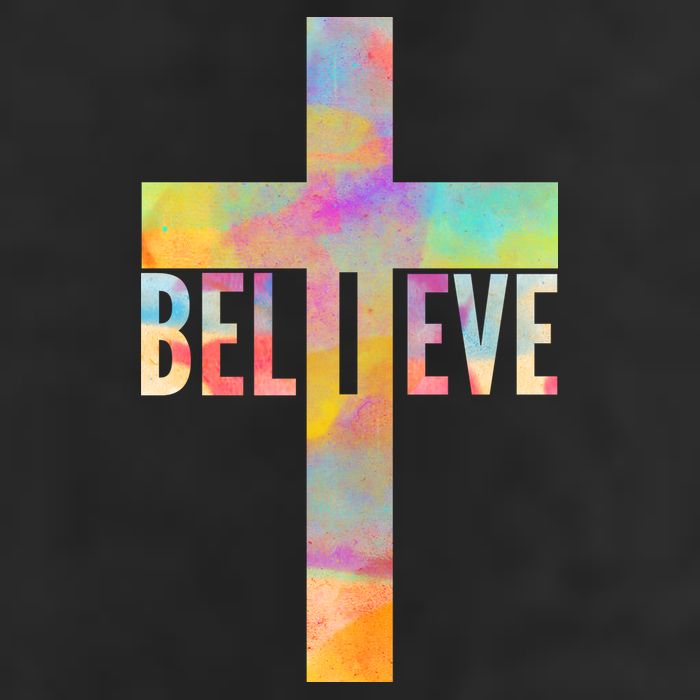 Colorful Believe Christian Cross Golf Towel