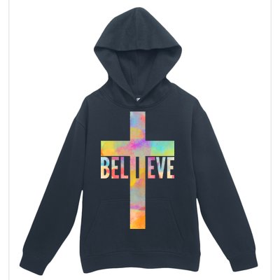 Colorful Believe Christian Cross Urban Pullover Hoodie