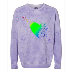 Colorful Bird Flocking Heart Rainbow Colorblast Crewneck Sweatshirt