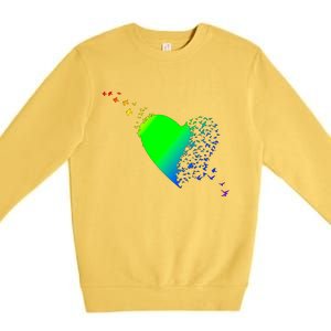 Colorful Bird Flocking Heart Rainbow Premium Crewneck Sweatshirt