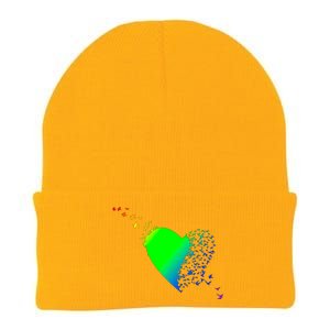 Colorful Bird Flocking Heart Rainbow Knit Cap Winter Beanie