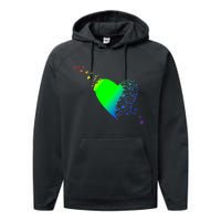 Colorful Bird Flocking Heart Rainbow Performance Fleece Hoodie