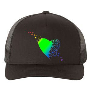 Colorful Bird Flocking Heart Rainbow Yupoong Adult 5-Panel Trucker Hat