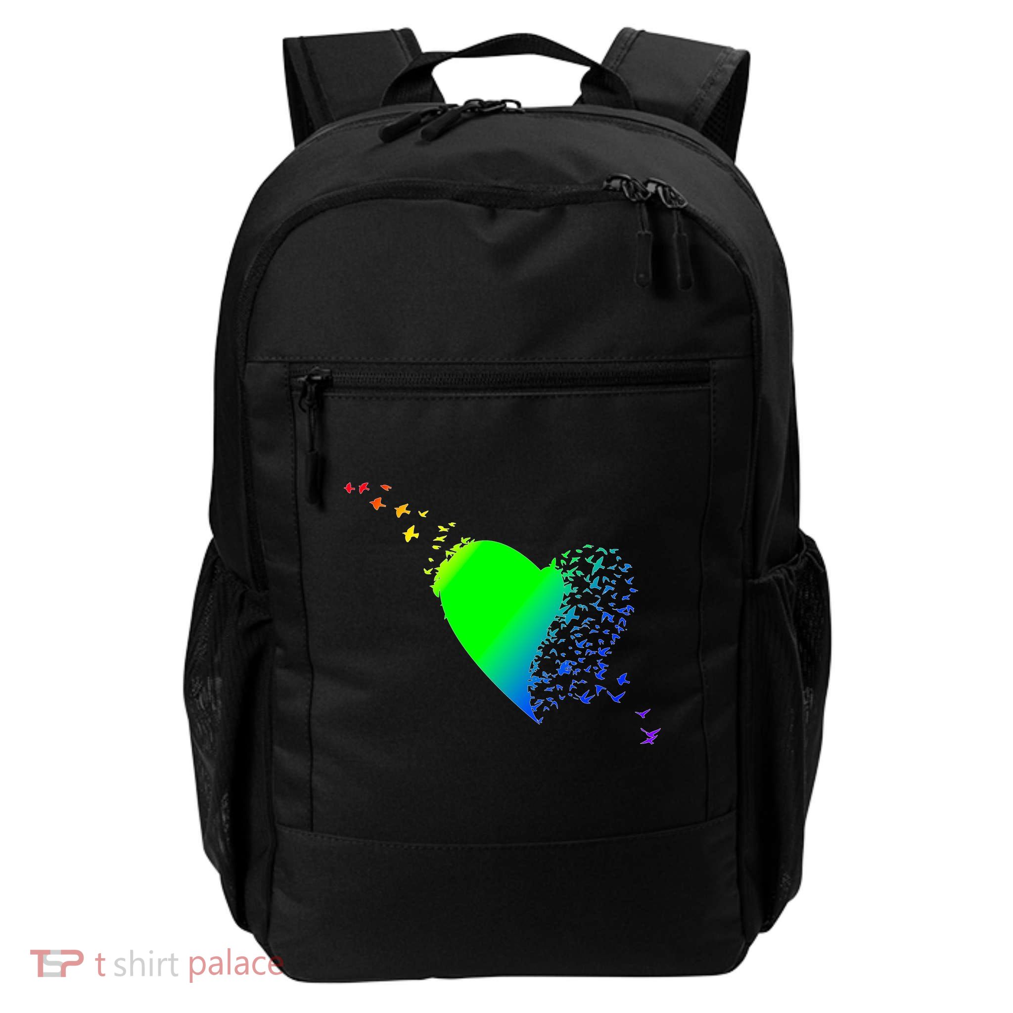 Colorful Bird Flocking Heart Rainbow Daily Commute Backpack