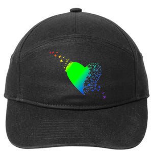 Colorful Bird Flocking Heart Rainbow 7-Panel Snapback Hat