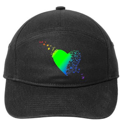 Colorful Bird Flocking Heart Rainbow 7-Panel Snapback Hat