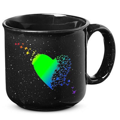 Colorful Bird Flocking Heart Rainbow 15oz Campfire Ceramic Mug