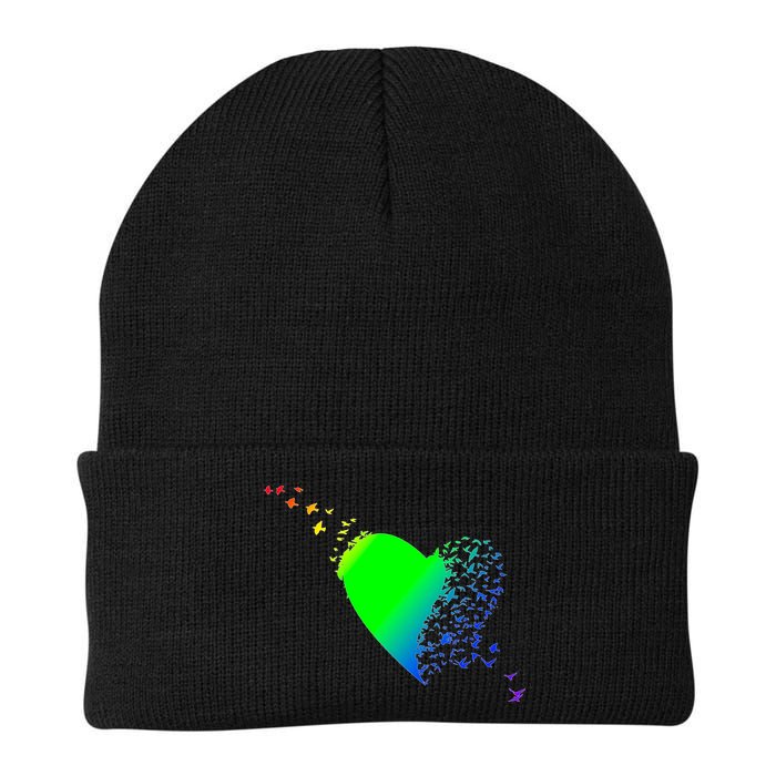 Colorful Bird Flocking Heart Rainbow Beanie