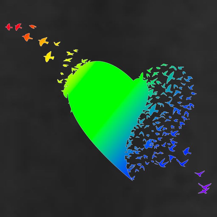 Colorful Bird Flocking Heart Rainbow Beanie