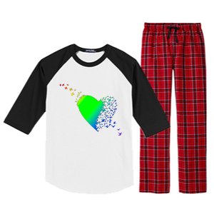 Colorful Bird Flocking Heart Rainbow Raglan Sleeve Pajama Set