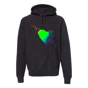 Colorful Bird Flocking Heart Rainbow Premium Hoodie