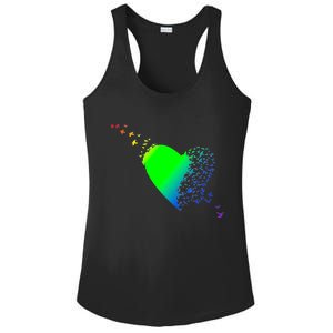 Colorful Bird Flocking Heart Rainbow Ladies PosiCharge Competitor Racerback Tank