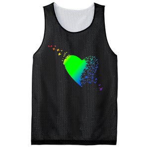 Colorful Bird Flocking Heart Rainbow Mesh Reversible Basketball Jersey Tank