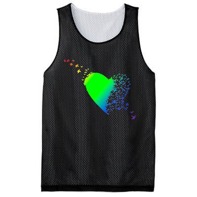 Colorful Bird Flocking Heart Rainbow Mesh Reversible Basketball Jersey Tank