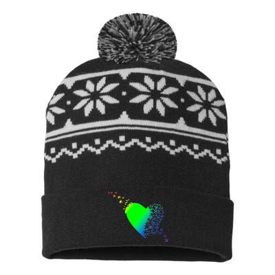 Colorful Bird Flocking Heart Rainbow USA-Made Snowflake Beanie