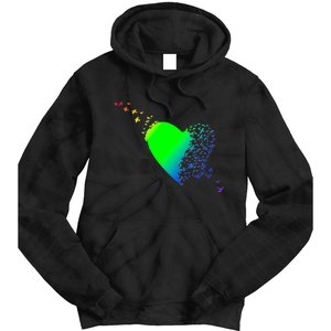 Colorful Bird Flocking Heart Rainbow Tie Dye Hoodie