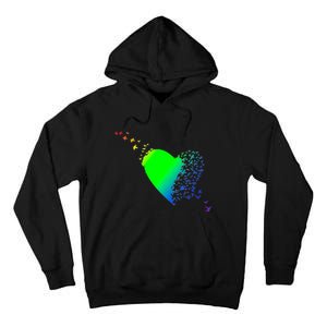 Colorful Bird Flocking Heart Rainbow Tall Hoodie