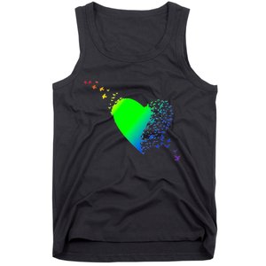 Colorful Bird Flocking Heart Rainbow Tank Top