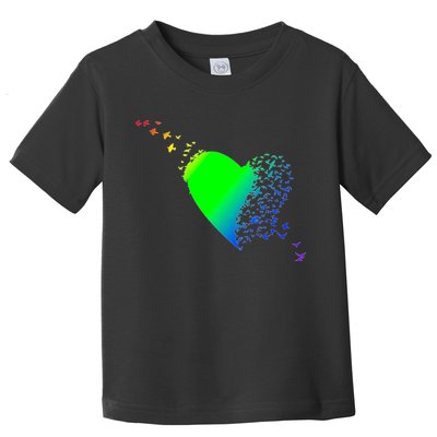 Colorful Bird Flocking Heart Rainbow Toddler T-Shirt