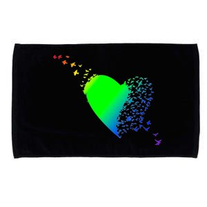 Colorful Bird Flocking Heart Rainbow Microfiber Hand Towel