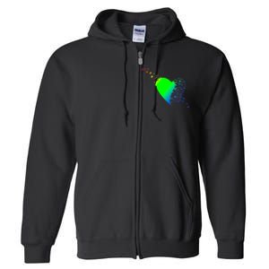 Colorful Bird Flocking Heart Rainbow Full Zip Hoodie