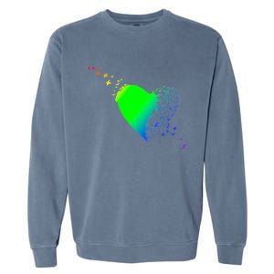 Colorful Bird Flocking Heart Rainbow Garment-Dyed Sweatshirt