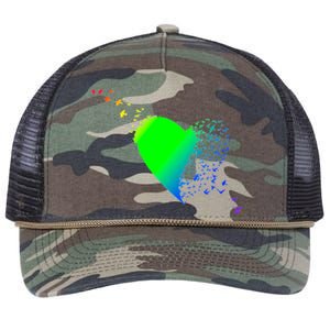 Colorful Bird Flocking Heart Rainbow Retro Rope Trucker Hat Cap