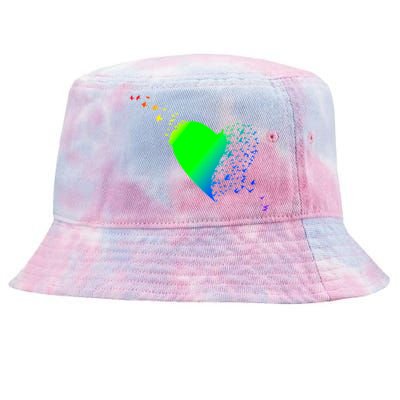 Colorful Bird Flocking Heart Rainbow Tie-Dyed Bucket Hat