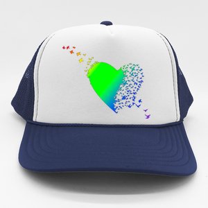 Colorful Bird Flocking Heart Rainbow Trucker Hat