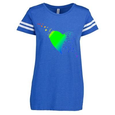 Colorful Bird Flocking Heart Rainbow Enza Ladies Jersey Football T-Shirt