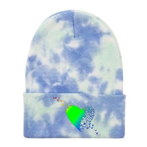 Colorful Bird Flocking Heart Rainbow Tie Dye 12in Knit Beanie