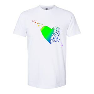 Colorful Bird Flocking Heart Rainbow Softstyle CVC T-Shirt