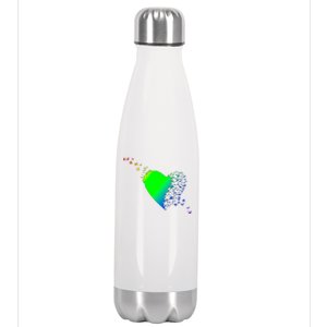 Colorful Bird Flocking Heart Rainbow Stainless Steel Insulated Water Bottle